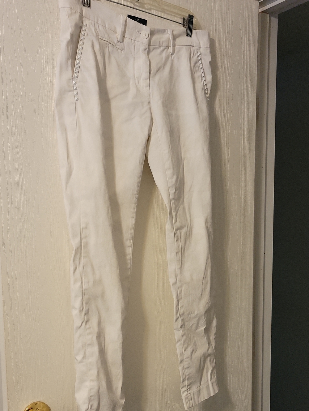 Mason's Slim White Camo Skinny Jeans with Studded Pocket Trim